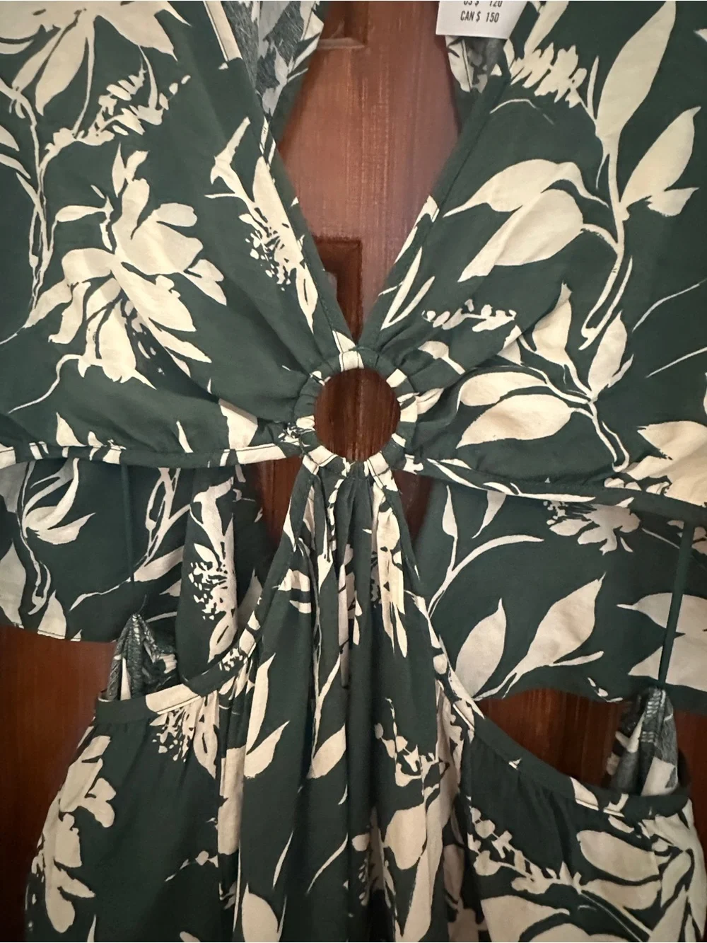 Abercrombie & Fitch Green and Cream Floral Maxi Dress